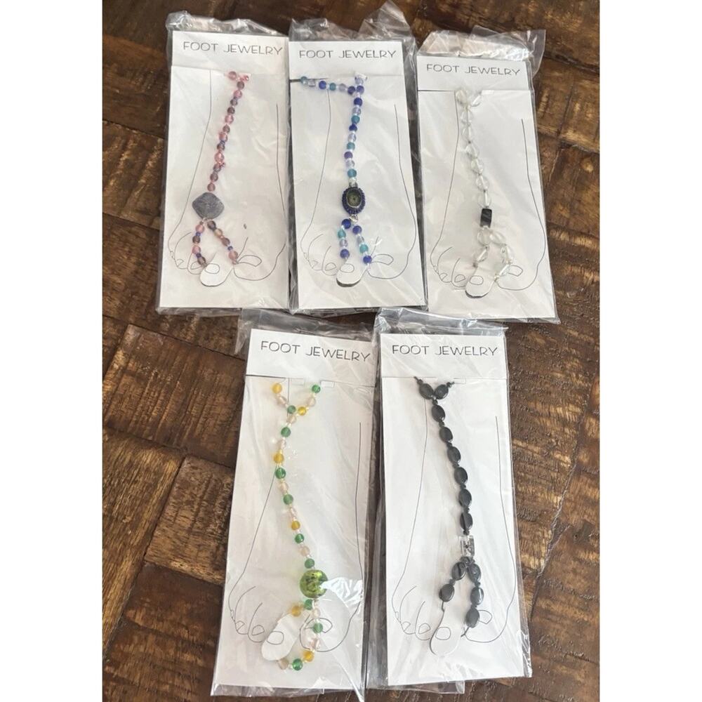 Set Of 5 Anklet Foot Jewelry Stone Beaded Made In India New Set Of 5